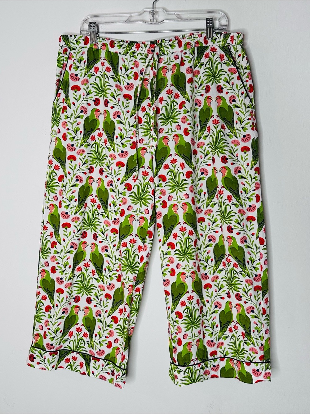 Print Fresh Cropped Pajamas Pants “Love Birds” L